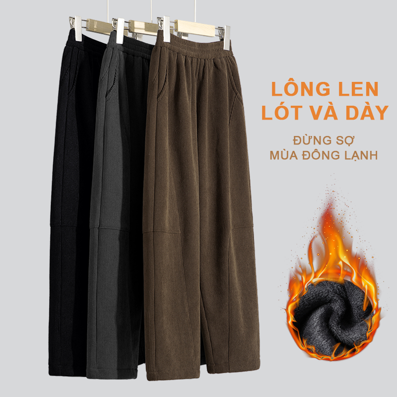 W.G.Q Quần bé trai , Lớp lót lông cừu phong cách thu đông dày ấm áp thoải mái, thích hợp cho thời tiết lạnh