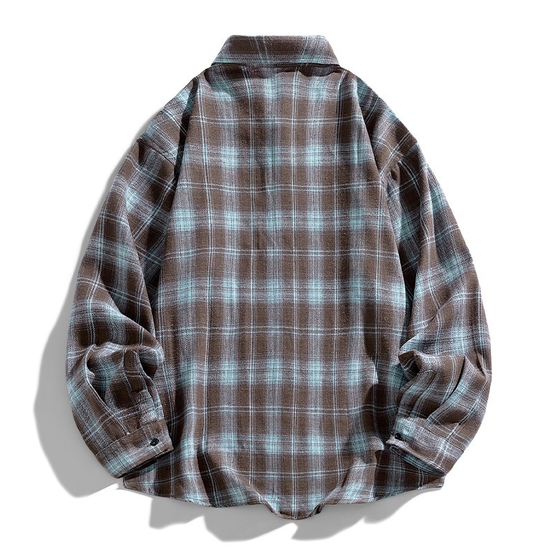 Áo sơ mi dài tay màu đỏ rộng rãi dành cho nam Áo sơ mi dài tay màu xanh đen dành cho doanh nhân Áo sơ mi Cotton kẻ sọc thông thường