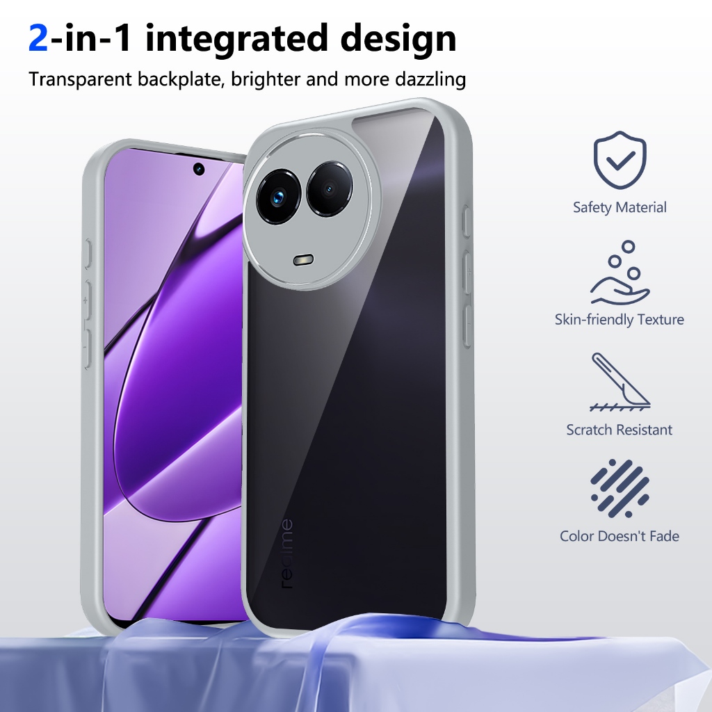 Ốp Điện Thoại Chống Sốc Trong Suốt Realme 5i 5S 6i 9 Pro 11x 11 Pro 11 Pro Plus 12X 12 Pro 12 Plus 12 Pro Plus V25 4G 5G Vỏ Cứng Bảo Vệ Acrylic Mặt Sau Phụ Kiện