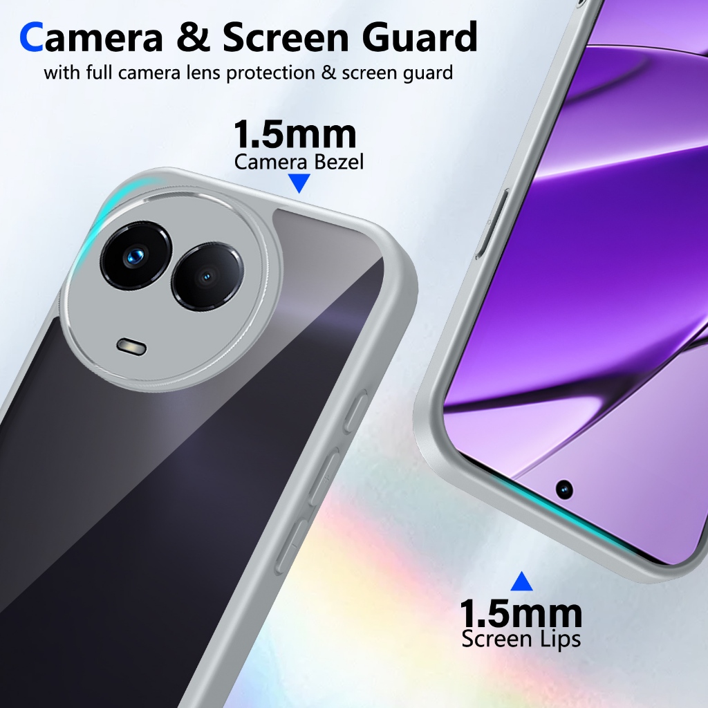 Ốp Điện Thoại Chống Sốc Trong Suốt Realme 5i 5S 6i 9 Pro 11x 11 Pro 11 Pro Plus 12X 12 Pro 12 Plus 12 Pro Plus V25 4G 5G Vỏ Cứng Bảo Vệ Acrylic Mặt Sau Phụ Kiện