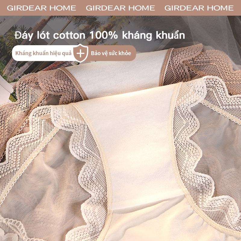 Girderear Home 3pcs quần lót nữ sexy siêu mỏng Chiếc Ren Pháp Liền Mạch Nữ Quần Lót Lưới Giữa Eo Quần Lót Thoáng Khí Đáy Cotton Đáy Đáy Đáy Quần Nữ Plus Kích Thước Quần Lót Gợi Cảm, GH03