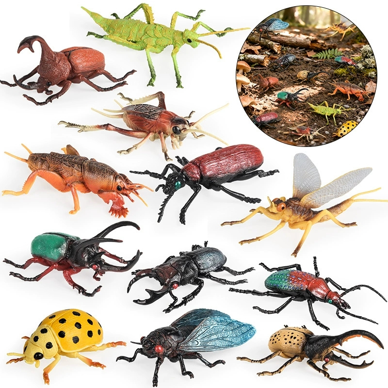 Trẻ em mô phỏng côn trùng mô hình đồ chơi động vật mayflies dế ve sầu nút tre côn trùng túi lớn côn trùng xẻng bọ cánh cứng đồ trang trí