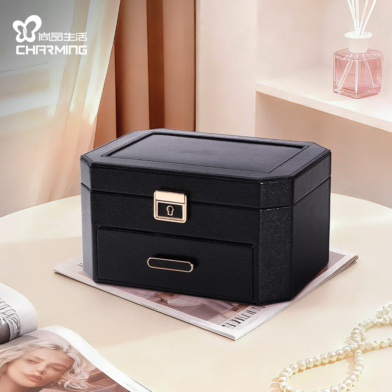 CASEGRACE Hộp Trang Sức Có Khóa Và Chìa Khóa Cho Dây Chuyền Bông Tai Nhẫn Đồng Hồ Người Tổ Chức Lưu Trữ Thanh Lịch Cho Phụ Kiện Quý Giá Của Bạn