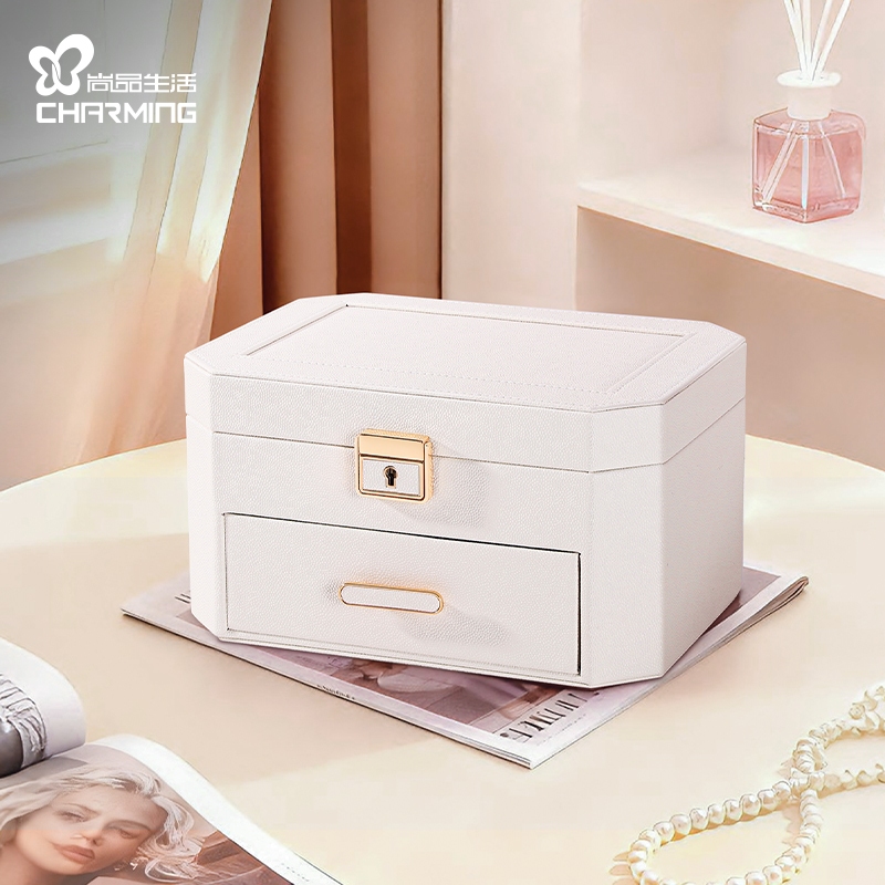 CASEGRACE Hộp Trang Sức Có Khóa Và Chìa Khóa Cho Dây Chuyền Bông Tai Nhẫn Đồng Hồ Người Tổ Chức Lưu Trữ Thanh Lịch Cho Phụ Kiện Quý Giá Của Bạn