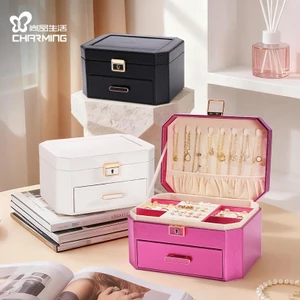 CASEGRACE Hộp Trang Sức Có Khóa Và Chìa Khóa Cho Dây Chuyền Bông Tai Nhẫn Đồng Hồ Người Tổ Chức Lưu Trữ Thanh Lịch Cho Phụ Kiện Quý Giá Của Bạn
