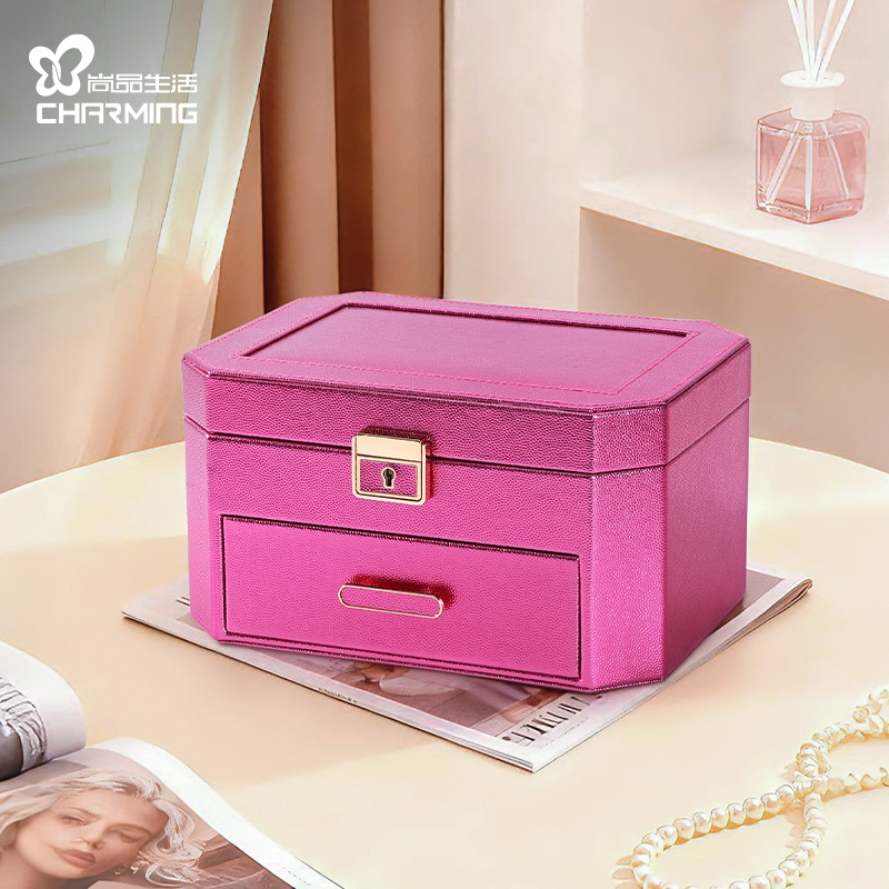 CASEGRACE Hộp Trang Sức Có Khóa Và Chìa Khóa Cho Dây Chuyền Bông Tai Nhẫn Đồng Hồ Người Tổ Chức Lưu Trữ Thanh Lịch Cho Phụ Kiện Quý Giá Của Bạn