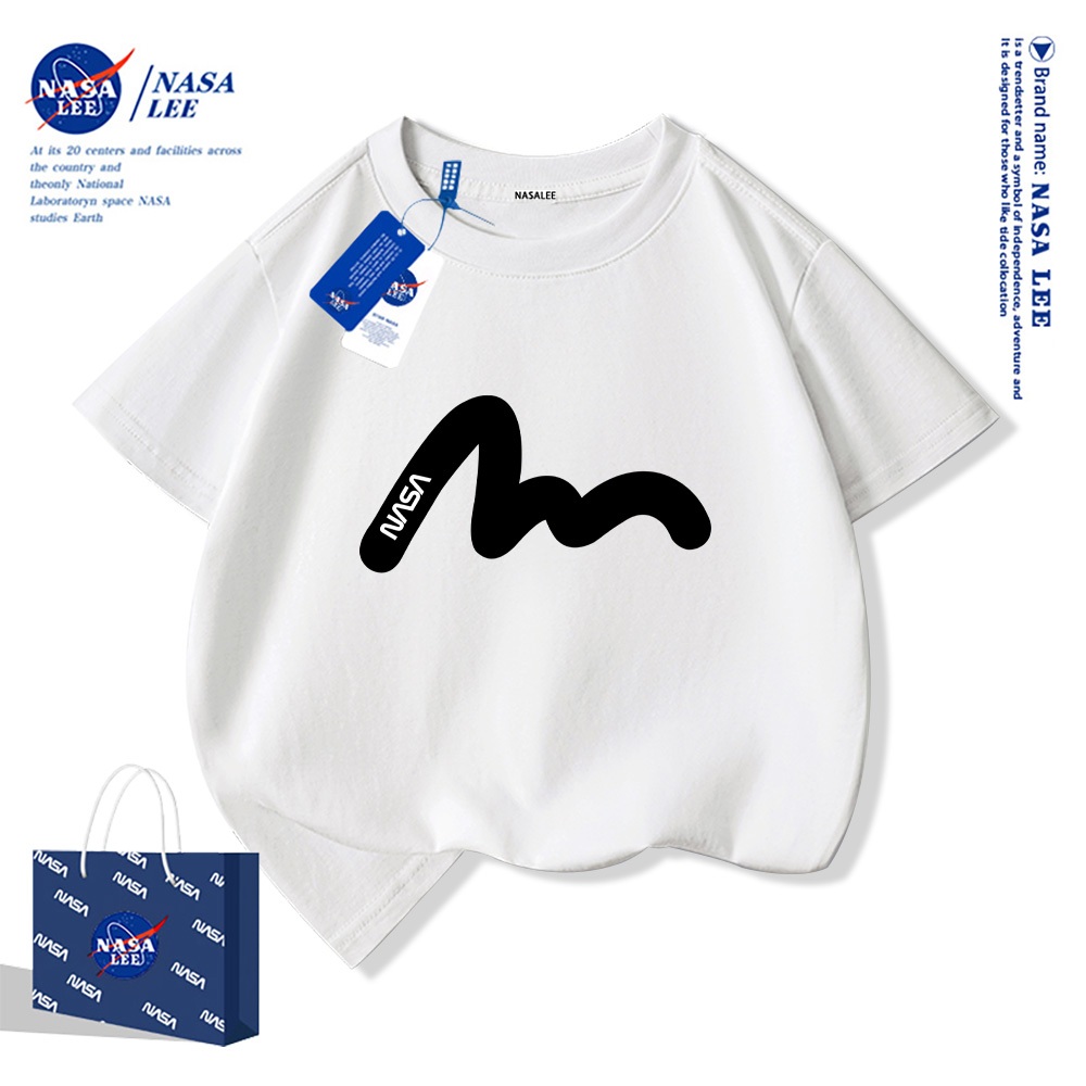 NASA Áo thun ngắn tay cổ tròn cho bé trai chất cotton cao cấp Bé Gái In Hình Năng Động phong cách thời trang