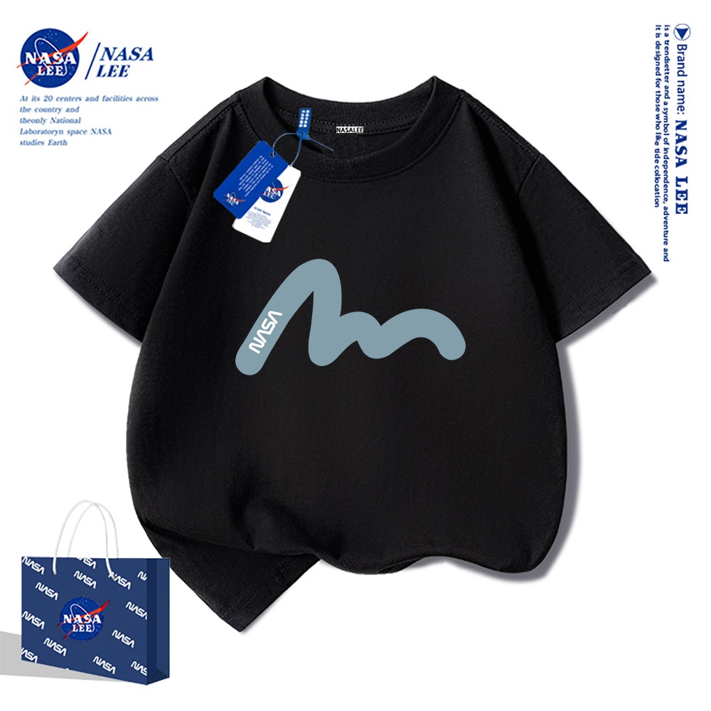 NASA Áo thun ngắn tay cổ tròn cho bé trai chất cotton cao cấp Bé Gái In Hình Năng Động phong cách thời trang