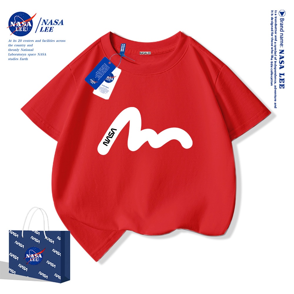 NASA Áo thun ngắn tay cổ tròn cho bé trai chất cotton cao cấp Bé Gái In Hình Năng Động phong cách thời trang