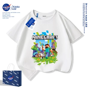 Áo Thun Minecraft Tay Ngắn Cho Trẻ Em, In Hình Hoạt Hình, Vải Cotton Mềm, Phong Cách Mới 2025