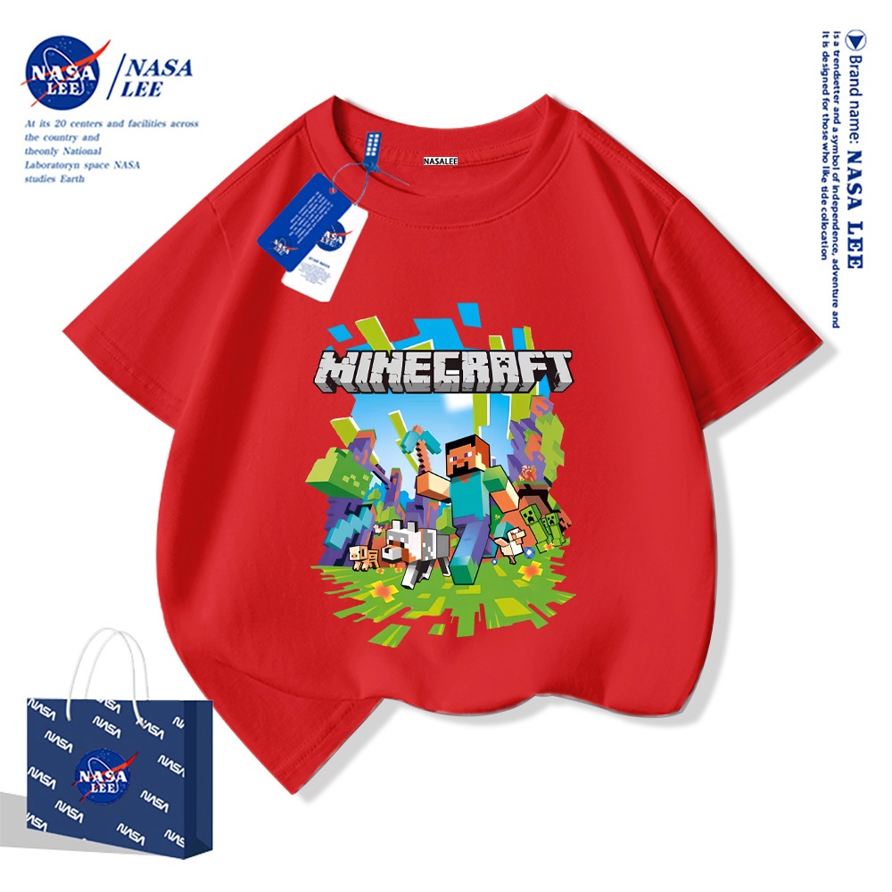 Áo Thun Minecraft Tay Ngắn Cho Trẻ Em, In Hình Hoạt Hình, Vải Cotton Mềm, Phong Cách Mới 2025