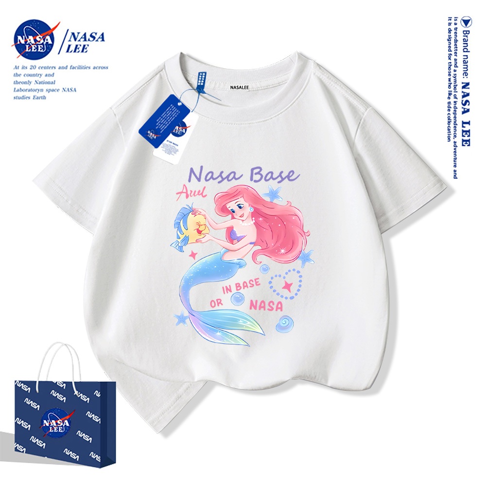 NASA bông ngắn tay áo 2025 trẻ em mới tay áo ngắn mềm, tiện nghi và thời trang dễ thương