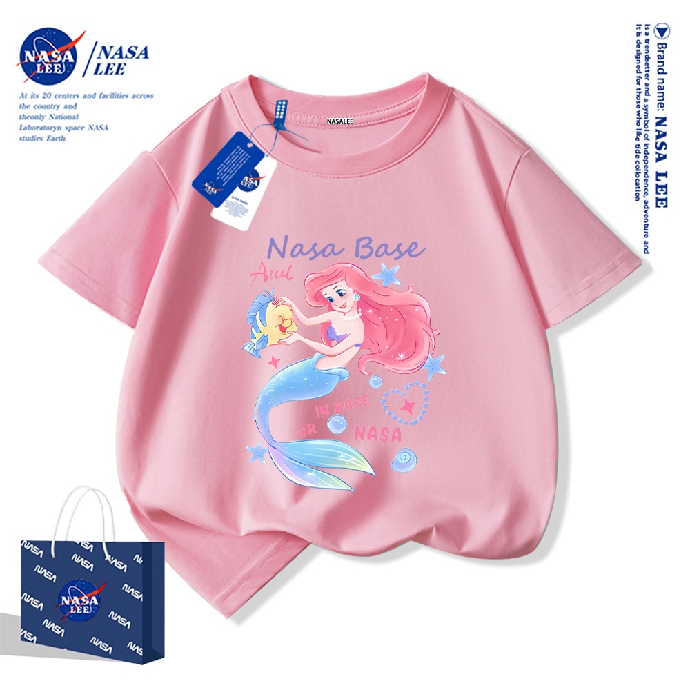 NASA bông ngắn tay áo 2025 trẻ em mới tay áo ngắn mềm, tiện nghi và thời trang dễ thương