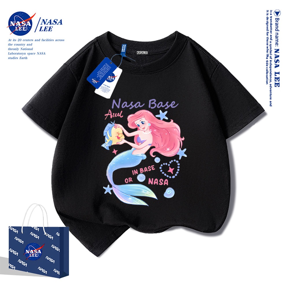 NASA bông ngắn tay áo 2025 trẻ em mới tay áo ngắn mềm, tiện nghi và thời trang dễ thương