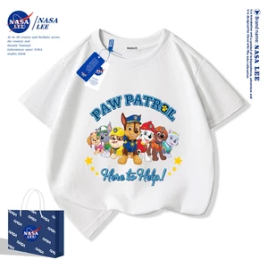 Nasa Bé Trai Bé Gái Áo Thun Cotton Nguyên Chất Tay Ngắn Wang Wang Đội Hoạt Hình Dễ Thương Thường Ngày Thời Trang Mùa Hè Áo