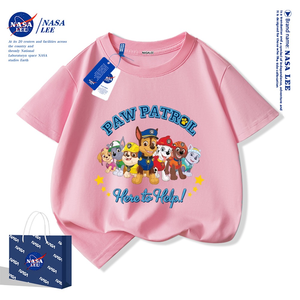 Nasa Bé Trai Bé Gái Áo Thun Cotton Nguyên Chất Tay Ngắn Wang Wang Đội Hoạt Hình Dễ Thương Thường Ngày Thời Trang Mùa Hè Áo