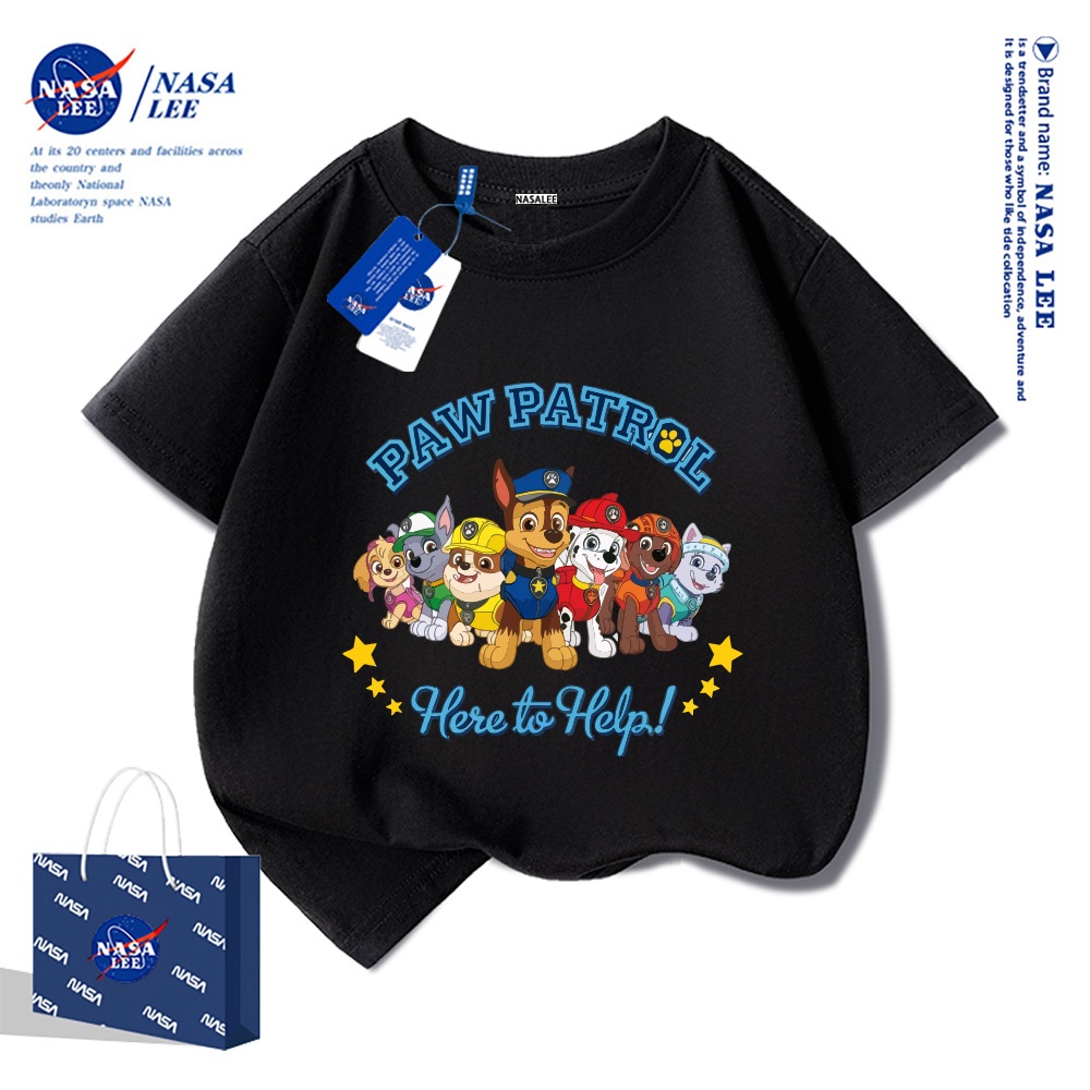 Nasa Bé Trai Bé Gái Áo Thun Cotton Nguyên Chất Tay Ngắn Wang Wang Đội Hoạt Hình Dễ Thương Thường Ngày Thời Trang Mùa Hè Áo
