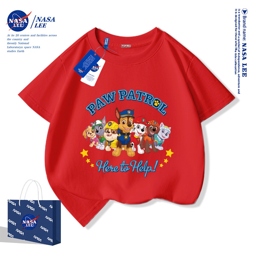 Nasa Bé Trai Bé Gái Áo Thun Cotton Nguyên Chất Tay Ngắn Wang Wang Đội Hoạt Hình Dễ Thương Thường Ngày Thời Trang Mùa Hè Áo