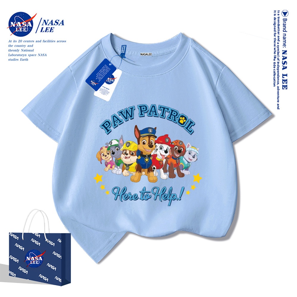 Nasa Bé Trai Bé Gái Áo Thun Cotton Nguyên Chất Tay Ngắn Wang Wang Đội Hoạt Hình Dễ Thương Thường Ngày Thời Trang Mùa Hè Áo