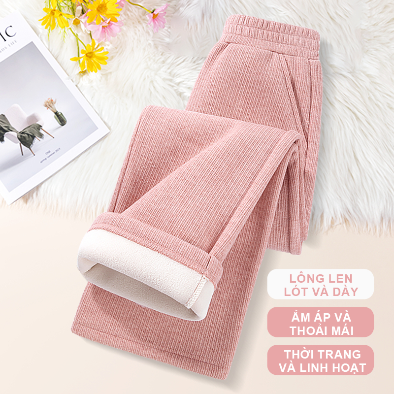 W.G.Q Quần Bé Gái, Lớp Lót Lông Cừu Phong Cách Thu Đông Làm Dày, Ấm Áp Thoải Mái, Thời Trang Phù Hợp Với Thời Tiết Lạnh
