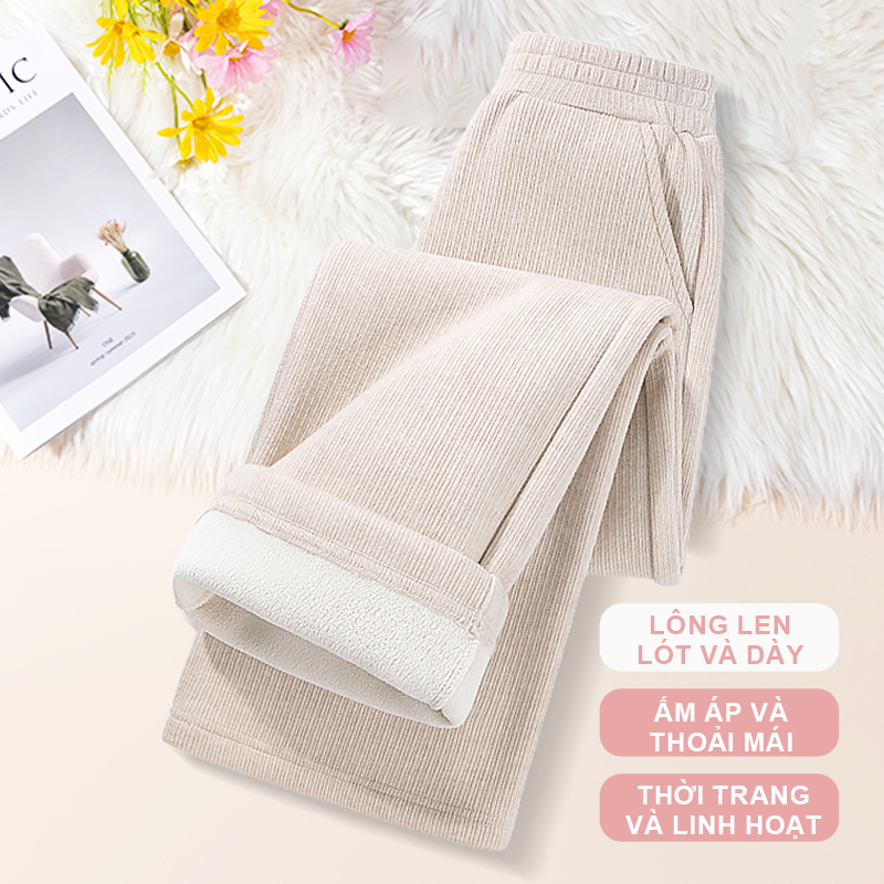 W.G.Q Quần Bé Gái, Lớp Lót Lông Cừu Phong Cách Thu Đông Làm Dày, Ấm Áp Thoải Mái, Thời Trang Phù Hợp Với Thời Tiết Lạnh