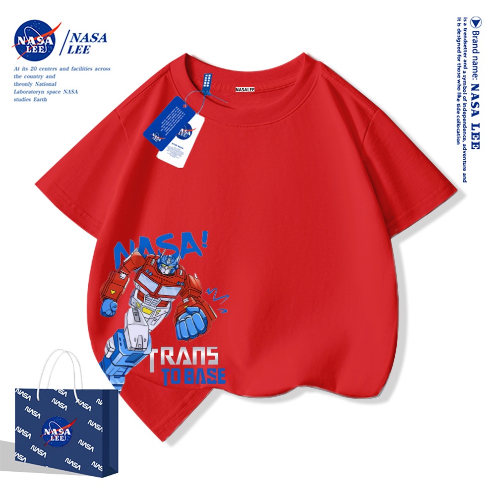 NASA Áo thun ngắn tay cổ tròn cho bé trai chất cotton cao cấp Bé Gái In Hình Năng Động phong cách thời trang