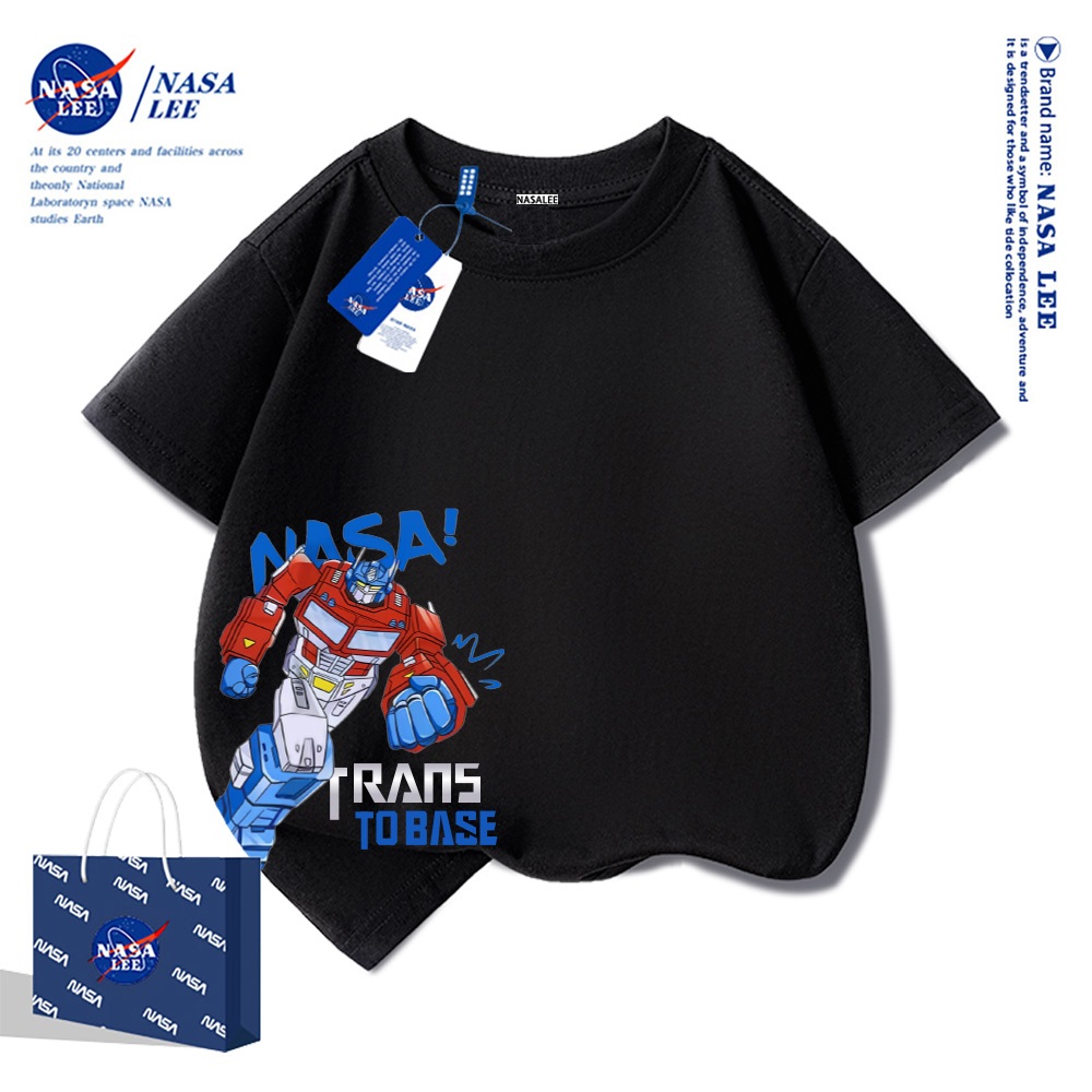 NASA Áo thun ngắn tay cổ tròn cho bé trai chất cotton cao cấp Bé Gái In Hình Năng Động phong cách thời trang