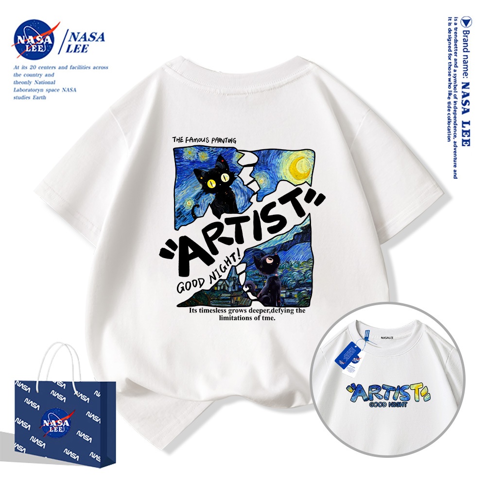 Hàng sẵn có Nasa Trẻ em Áo thun ngắn tay Unisex hợp thời trang mùa hè Phong cách mới 2025 Áo thun nửa tay phong cách giản dị