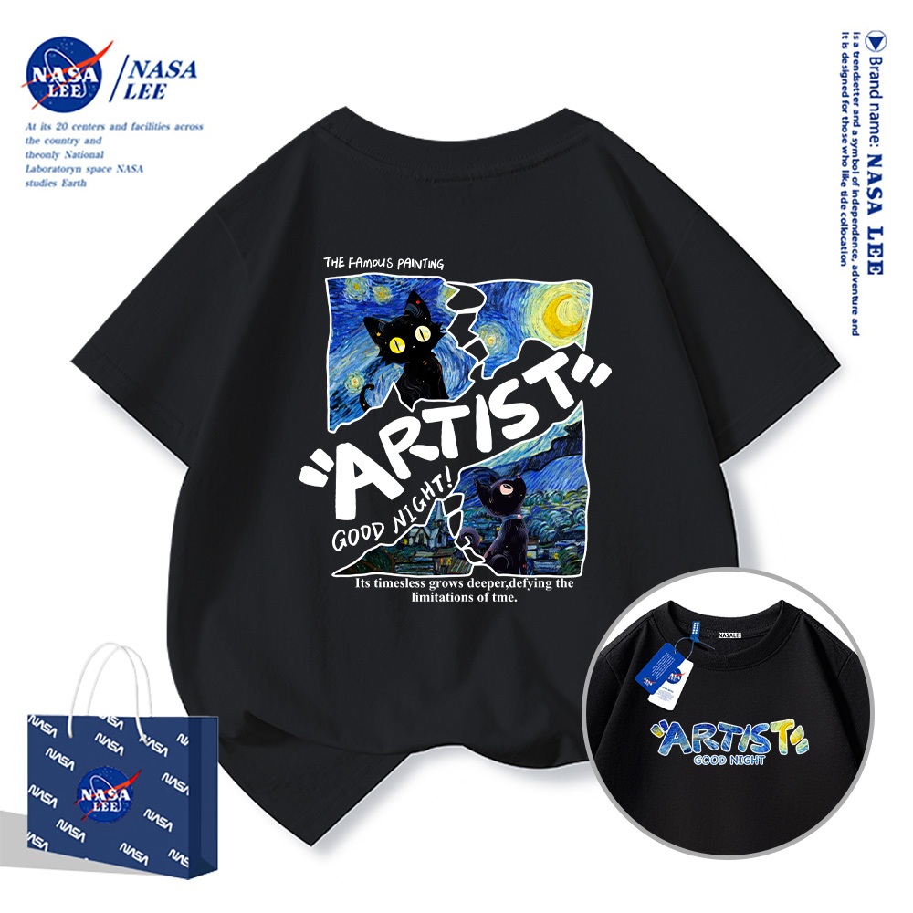 Hàng sẵn có Nasa Trẻ em Áo thun ngắn tay Unisex hợp thời trang mùa hè Phong cách mới 2025 Áo thun nửa tay phong cách giản dị