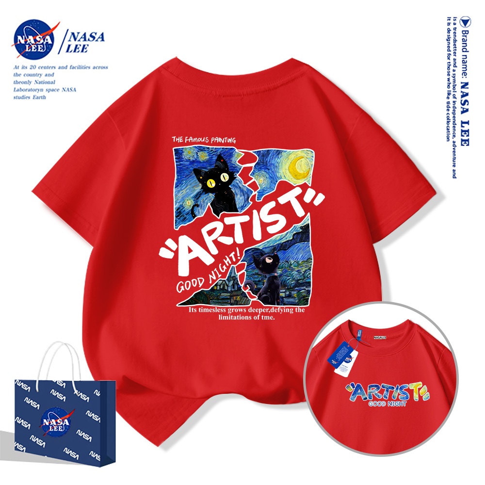 Hàng sẵn có Nasa Trẻ em Áo thun ngắn tay Unisex hợp thời trang mùa hè Phong cách mới 2025 Áo thun nửa tay phong cách giản dị