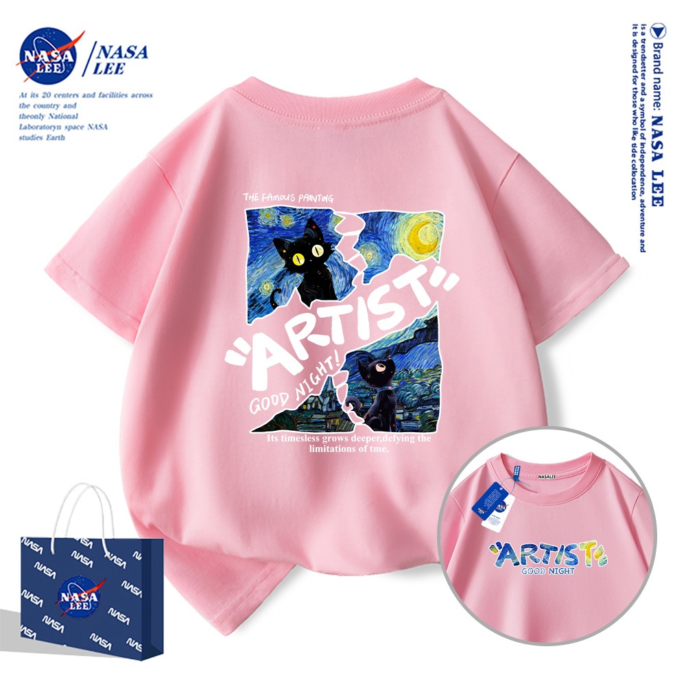 Hàng sẵn có Nasa Trẻ em Áo thun ngắn tay Unisex hợp thời trang mùa hè Phong cách mới 2025 Áo thun nửa tay phong cách giản dị