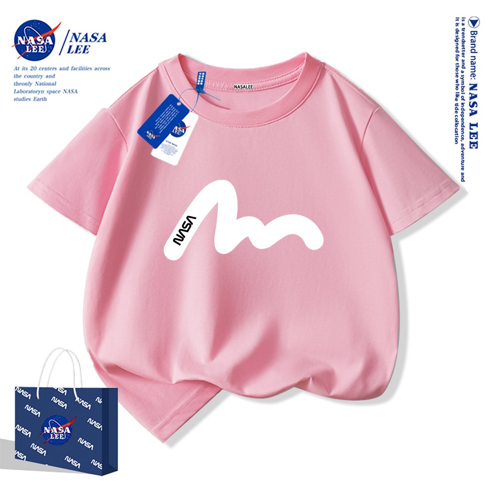 NASA Áo thun ngắn tay cổ tròn cho bé trai chất cotton cao cấp Bé Gái In Hình Năng Động phong cách thời trang