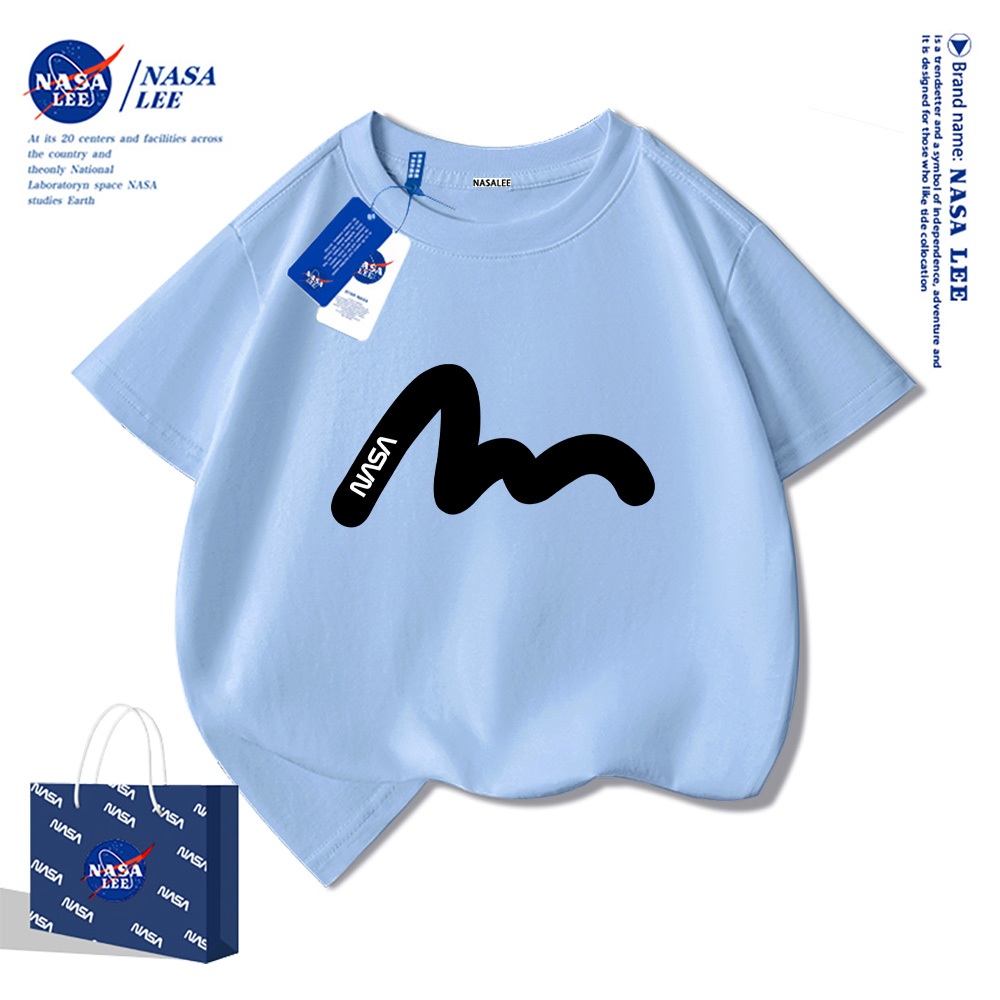 NASA Áo thun ngắn tay cổ tròn cho bé trai chất cotton cao cấp Bé Gái In Hình Năng Động phong cách thời trang