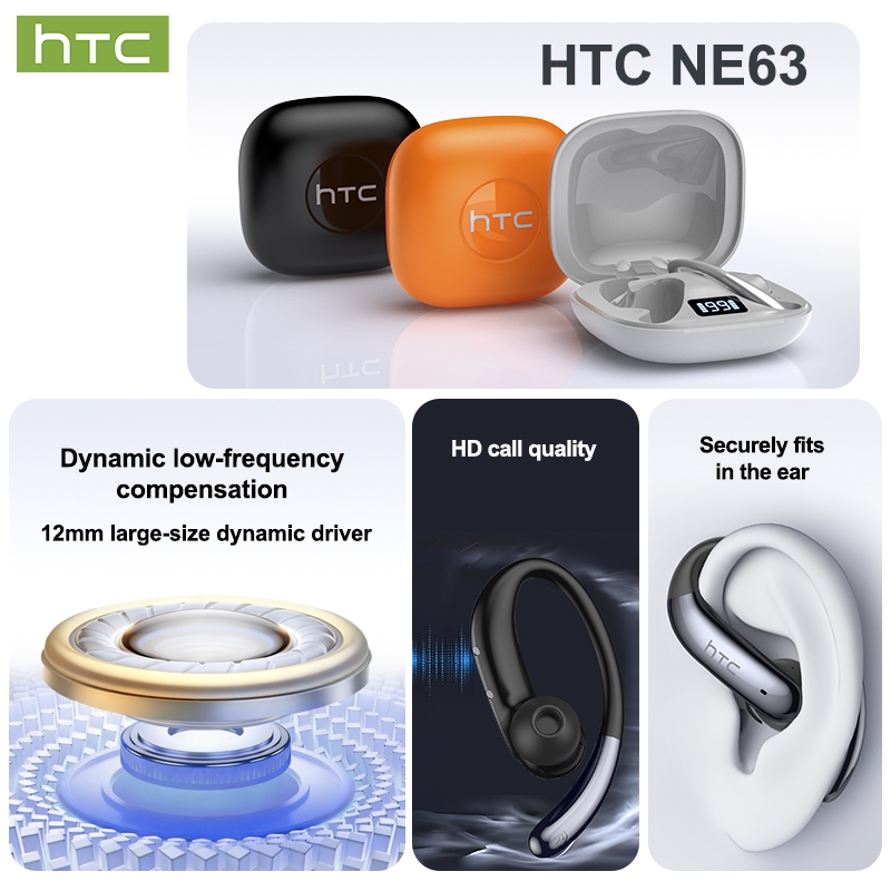 HTC NE63 Tai nghe dịch thuật AI Tai nghe TWS Tai nghe không dây Bluetooth 5.1 Tai nghe âm thanh nổi HiFi Bass Điều khiển cảm ứng chống nước với micrô màn hình kỹ thuật số LED