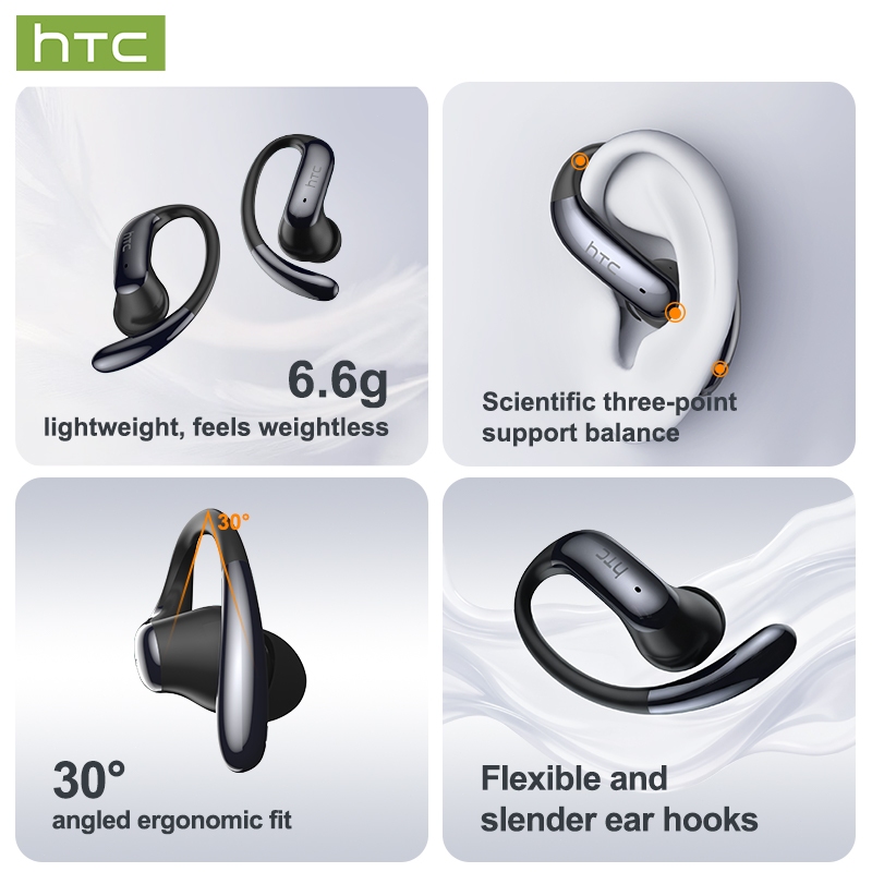 HTC NE63 Tai nghe dịch thuật AI Tai nghe TWS Tai nghe không dây Bluetooth 5.1 Tai nghe âm thanh nổi HiFi Bass Điều khiển cảm ứng chống nước với micrô màn hình kỹ thuật số LED