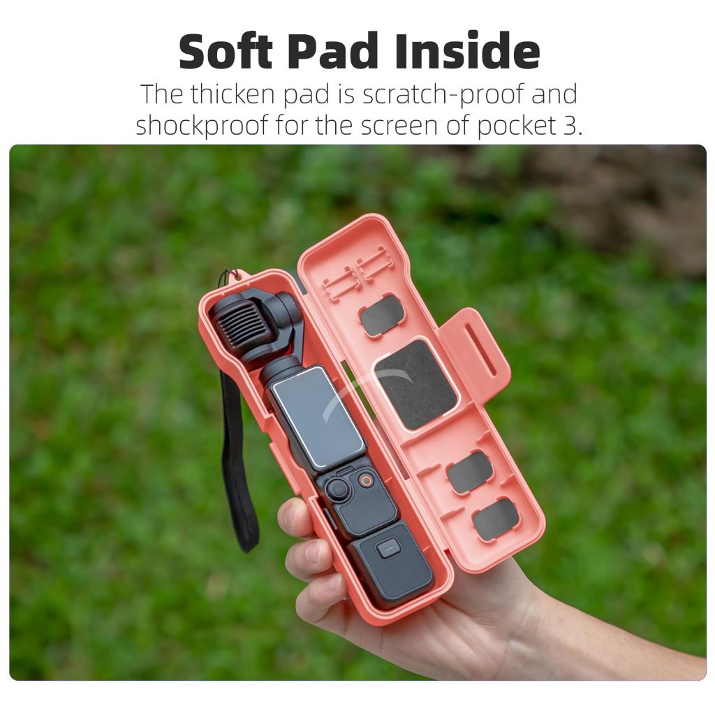 Hộp chống nước cho DJI Osmo Pocket 3 Creator Combo – Túi cứng nhỏ gọn với khe gắn filter CPL/ND từ tính & khe thẻ SD, kèm dây đeo tay