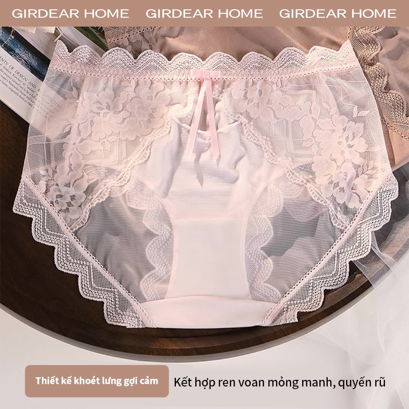 Girderear Home 3pcs quần lót nữ sexy siêu mỏng Chiếc Ren Pháp Liền Mạch Nữ Quần Lót Lưới Giữa Eo Quần Lót Thoáng Khí Đáy Cotton Đáy Đáy Đáy Quần Nữ Plus Kích Thước Quần Lót Gợi Cảm, GH03