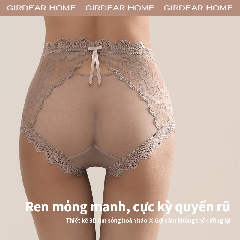 Girderear Home 3pcs quần lót nữ sexy siêu mỏng Chiếc Ren Pháp Liền Mạch Nữ Quần Lót Lưới Giữa Eo Quần Lót Thoáng Khí Đáy Cotton Đáy Đáy Đáy Quần Nữ Plus Kích Thước Quần Lót Gợi Cảm, GH03