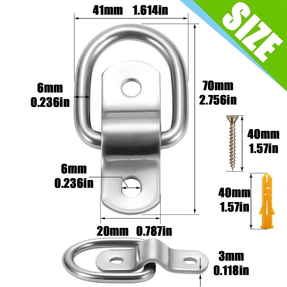 D Nhẫn Buộc Xuống Neo Vòng Kéo Móc Thép Không Gỉ Lashing Vòng Tải Phù Hợp Cho Xe Thuyền Hàng Hóa Xe Kéo Xe RV Van