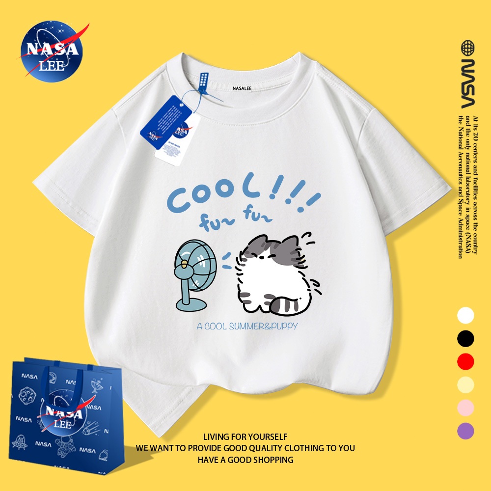 NASA áo thun trẻ em tay ngắn, cotton, mặc trong hoặc ngoài, phù hợp bé trai, bé gái, nhiều màu