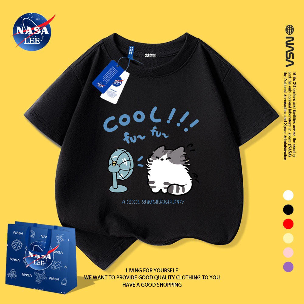 NASA áo thun trẻ em tay ngắn, cotton, mặc trong hoặc ngoài, phù hợp bé trai, bé gái, nhiều màu