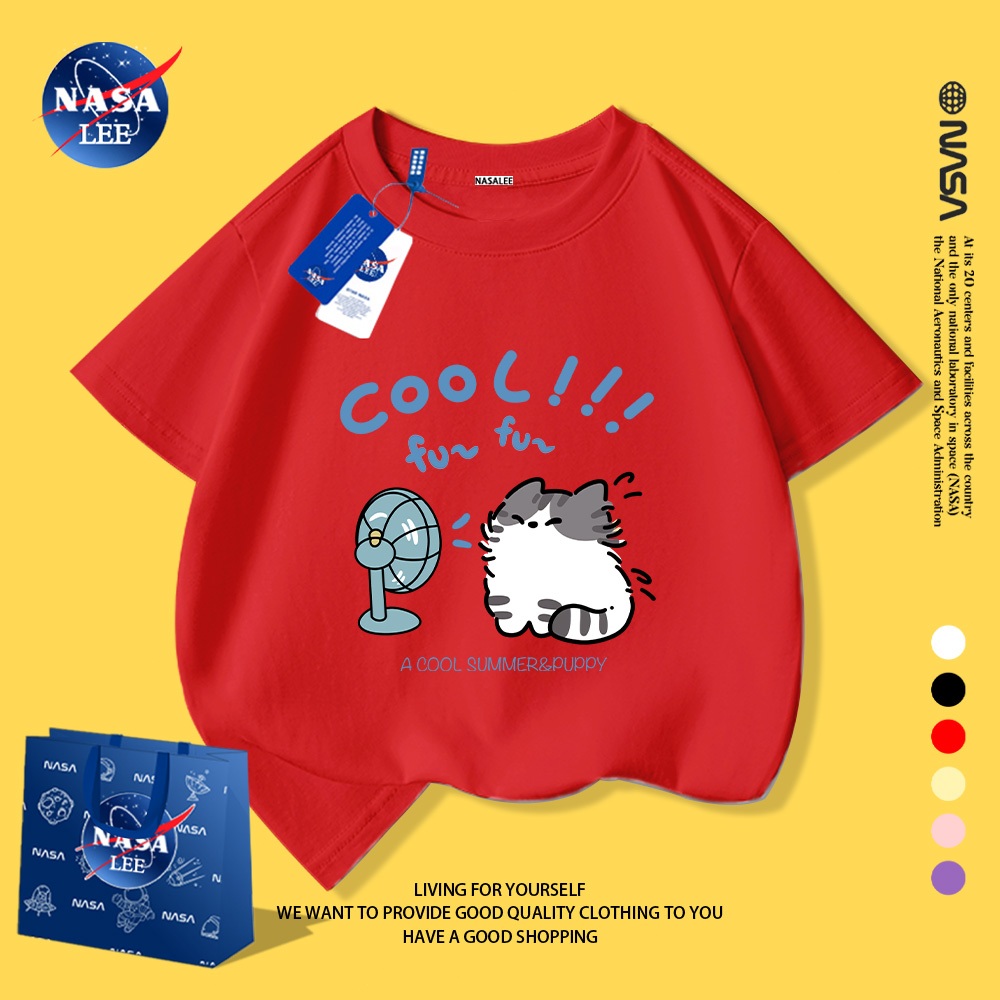 NASA áo thun trẻ em tay ngắn, cotton, mặc trong hoặc ngoài, phù hợp bé trai, bé gái, nhiều màu