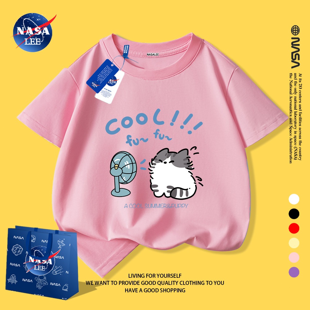 NASA áo thun trẻ em tay ngắn, cotton, mặc trong hoặc ngoài, phù hợp bé trai, bé gái, nhiều màu