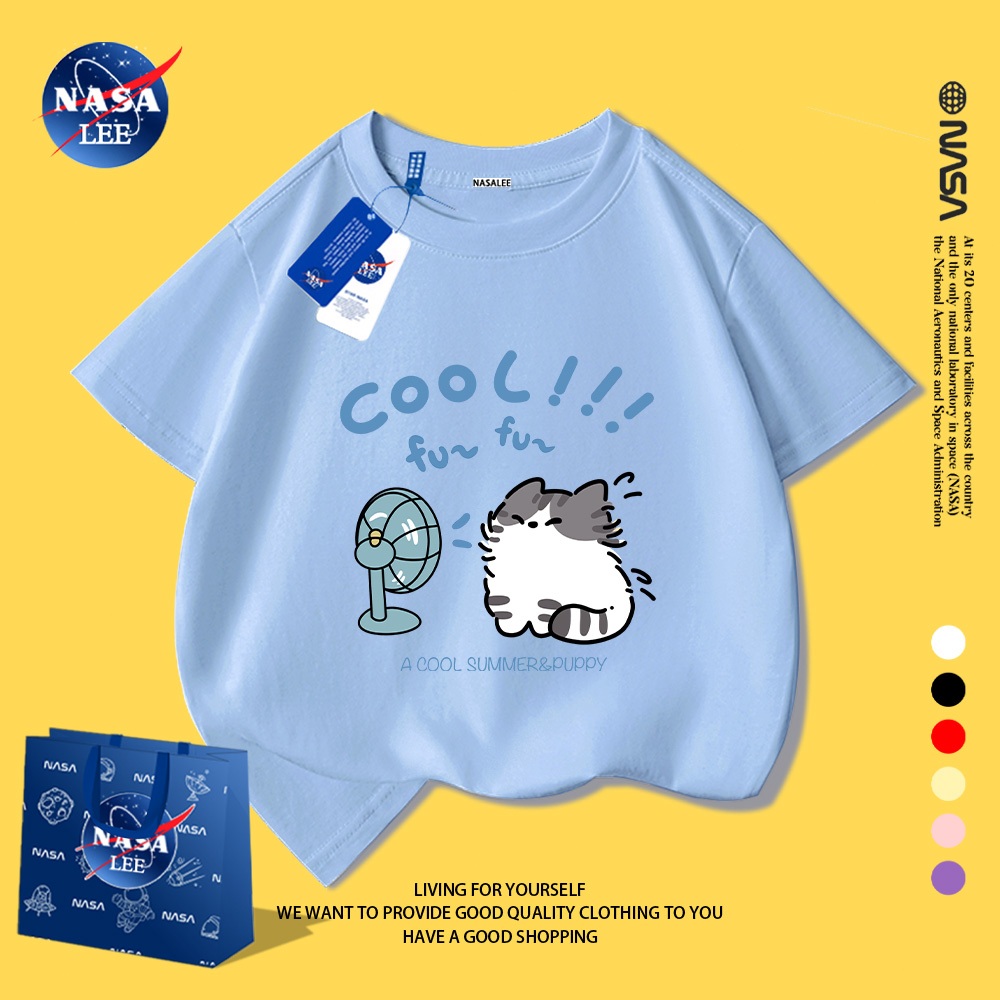 NASA áo thun trẻ em tay ngắn, cotton, mặc trong hoặc ngoài, phù hợp bé trai, bé gái, nhiều màu