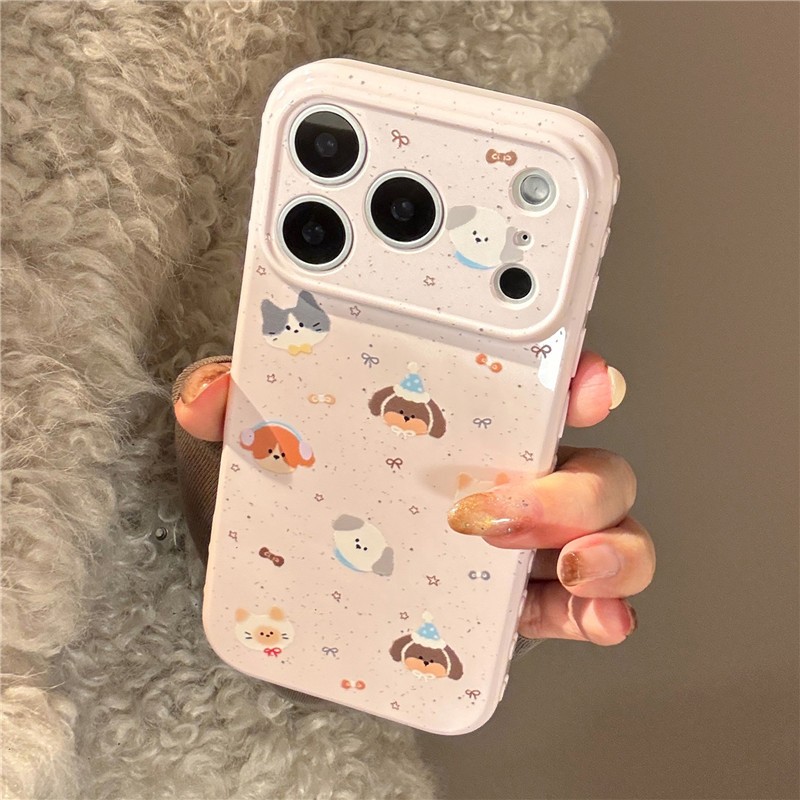 IPhone 17 Pro Max 16 pro max Đầu mèo và đầu chó họa tiết vỏ điện thoại chất liệu TPU