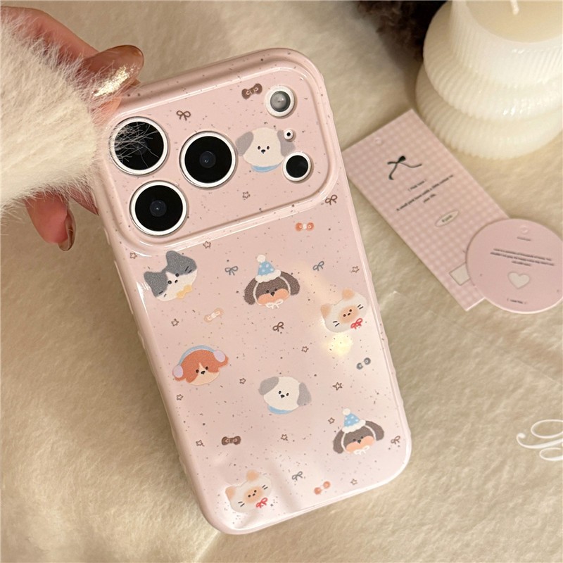 IPhone 17 Pro Max 16 pro max Đầu mèo và đầu chó họa tiết vỏ điện thoại chất liệu TPU