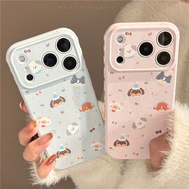 IPhone 17 Pro Max 16 pro max Đầu mèo và đầu chó họa tiết vỏ điện thoại chất liệu TPU
