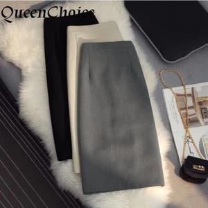 Phụ Nữ Văn Phòng Làm Việc Chắc Chắn Váy Bút Chì Màu Đen Nữ OL Thường Ngày Chia Bodycon Midi Váy