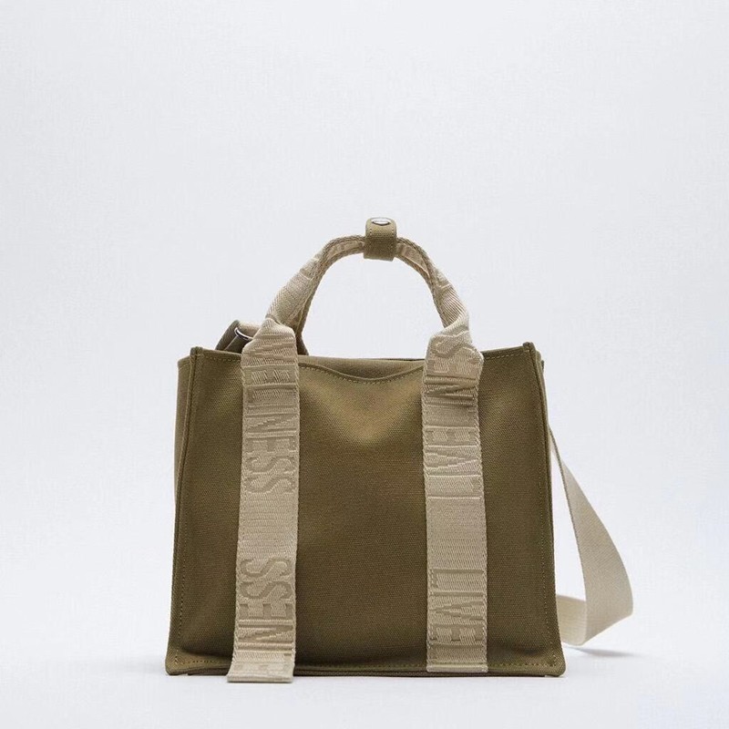 ZARA Túi xách vải nữ mới Túi Tote một vai