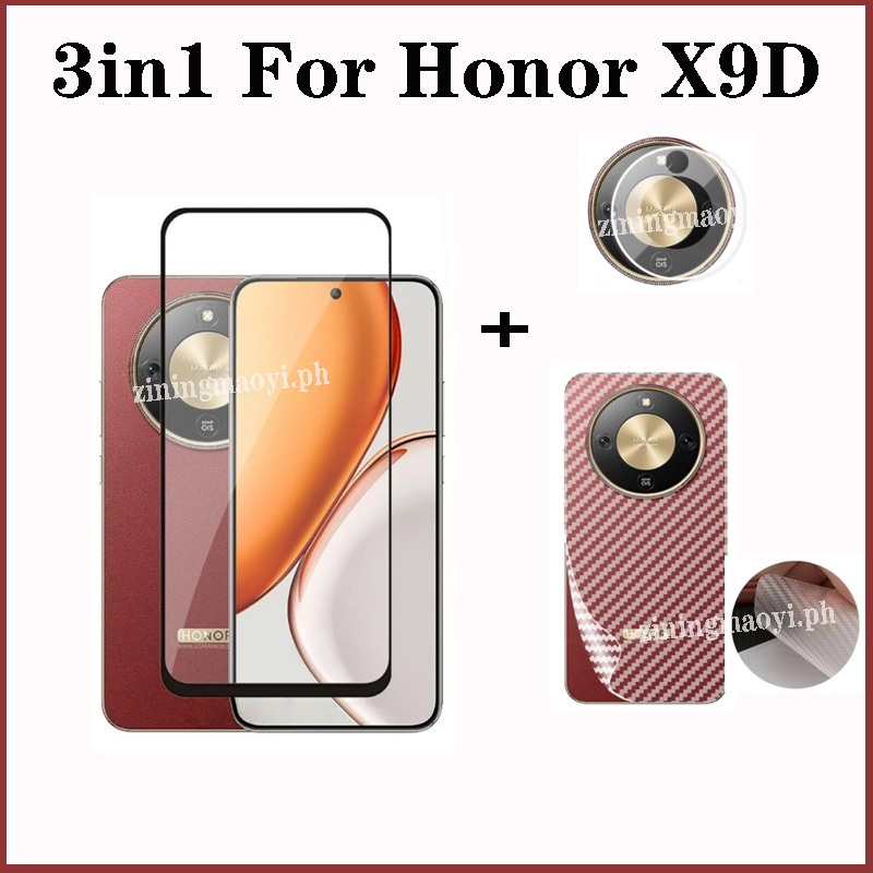 3in1 Dành Cho Honor X9D Kính Cường Lực Phim Dành Cho Honor X7D X8C X8A X7C X6B X6A Kính Cường Lực Bảo Vệ Màn Hình + Phim Ống Kính + Phim Mặt Sau